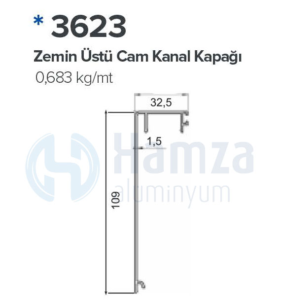 3623 Zemin Üstü Cam Kanal  Kapagi