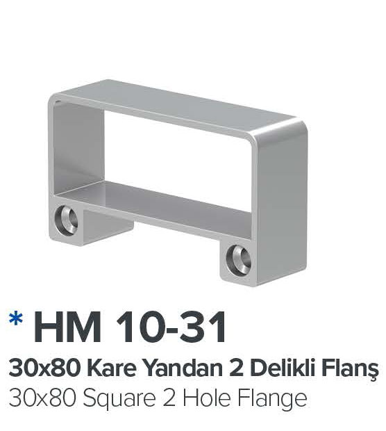 30X80 Kare Yandan 2 Delikli Flans